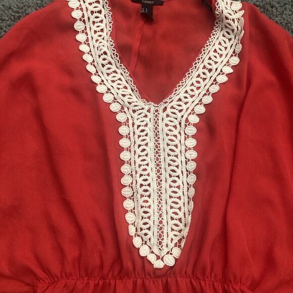 Forever 21 Poncho Top MEDIUM Crochet Pom Pom Dolman Boho Festival Resort - Picture 3 of 8